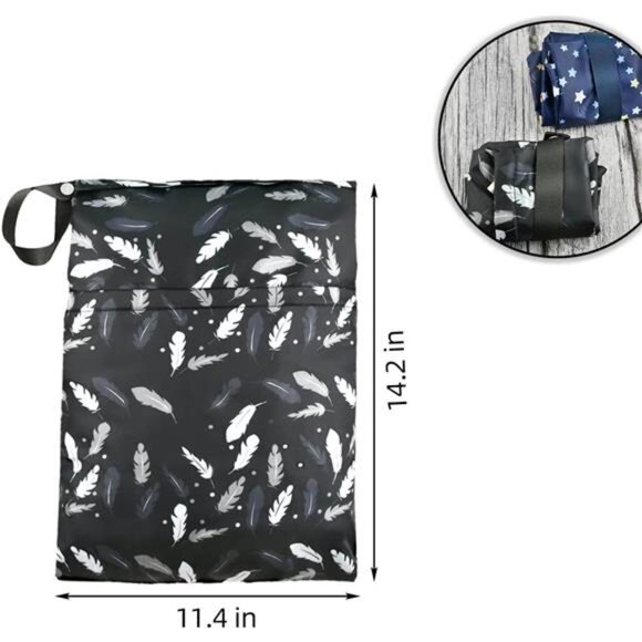 Baby Wet Dry Bags 2 Pack Waterproof Reusable Diaper Swimsuit Travel Organizer - Picture 3 of 8